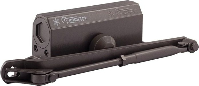 Доводчик дверной НОРА-М 3S-F бол. морозостойкий с фиксацией "Графит" [13722]