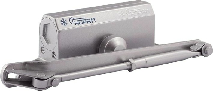 Доводчик дверной НОРА-М 3S-F бол. морозостойкий с фиксацией "Серебро" [5226]