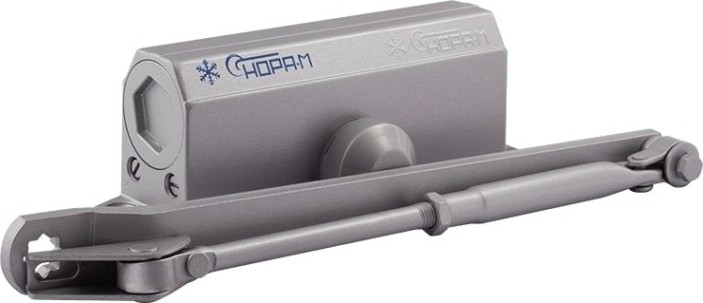 Доводчик дверной НОРА-М 3S-F бол. морозостойкий с фиксацией "Серый" [13721]