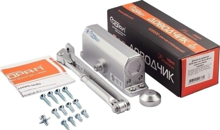 Доводчик дверной НОРА-М 3S мал. морозостойкий "Серебро" [4998]