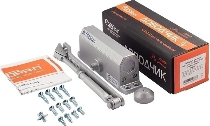 Доводчик дверной НОРА-М 3S мал. морозостойкий "Серый" [4997]