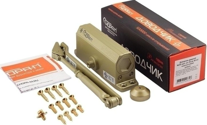 Доводчик дверной НОРА-М 3S мал. морозостойкий "Золото" [4996]