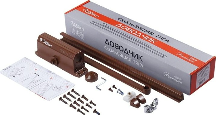 Доводчик дверной НОРА-М 3S Slider морозостойкий "Коричневый" [18766]