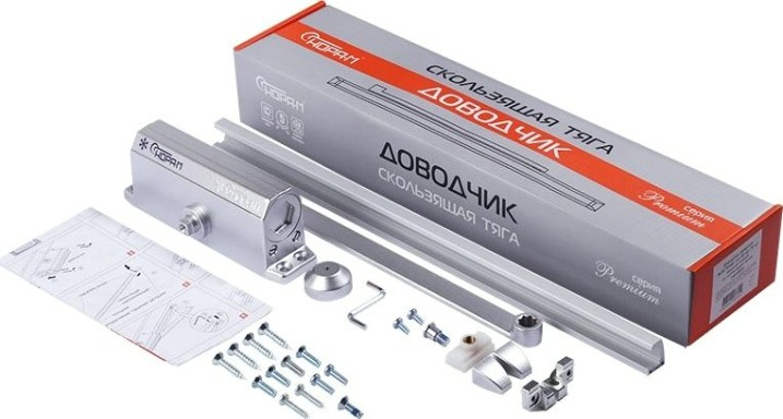 Доводчик дверной НОРА-М 3S Slider морозостойкий "Серебро" [18764]