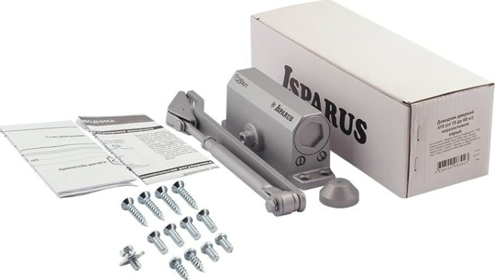 Доводчик дверной НОРА-М 410 ISPARUS морозостойкий "Серый" [17198]