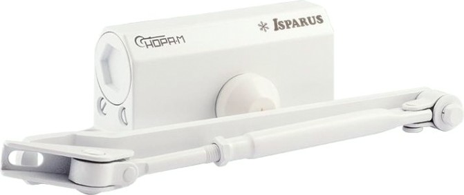 Доводчик дверной НОРА-М 410F ISPARUS с фиксацией "Белый" [18399]