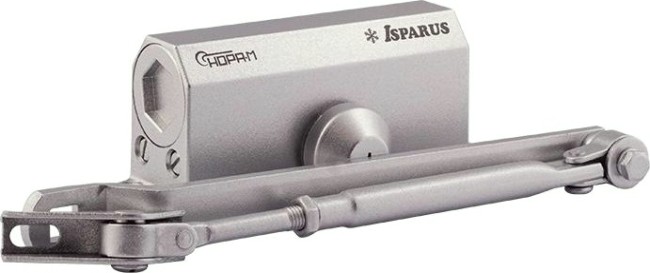 Доводчик дверной НОРА-М 410F ISPARUS с фиксацией "Серебро" [18401]