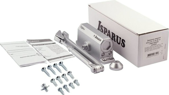 Доводчик дверной НОРА-М 410F ISPARUS с фиксацией "Серебро" [18401]