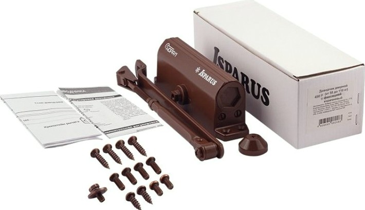 Доводчик дверной НОРА-М 430F ISPARUS с фиксацией "Коричневый" [18407]