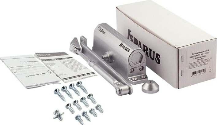 Доводчик дверной НОРА-М 430F ISPARUS с фиксацией "Серебро" [18406]