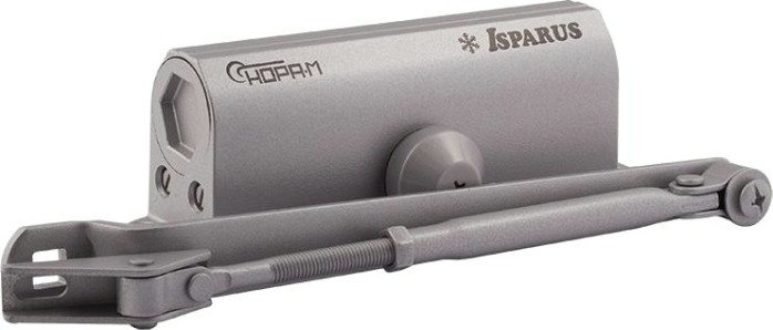 Доводчик дверной НОРА-М 430F ISPARUS с фиксацией "Серый" [18405]