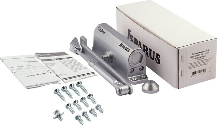 Доводчик дверной НОРА-М 430F ISPARUS с фиксацией "Серый" [18405]