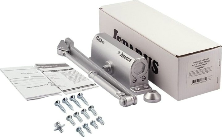 Доводчик дверной НОРА-М 440 ISPARUS морозостойкий "Серебро" [17202]