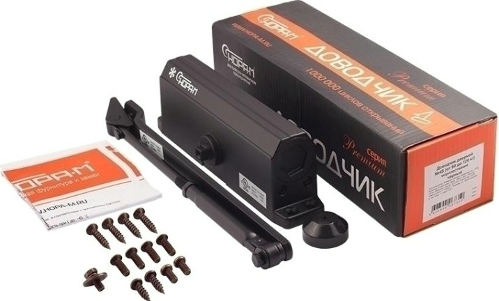 Доводчик дверной НОРА-М 4S морозостойкий "Черный" [14879]