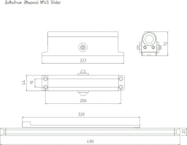 Доводчик дверной НОРА-М 4S Slider морозостойкий "Белый" [18767]