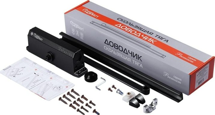 Доводчик дверной НОРА-М 4S Slider морозостойкий "Черный" [18948]