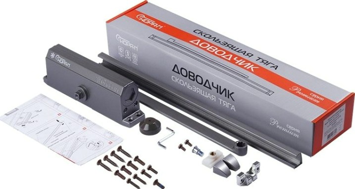 Доводчик дверной НОРА-М 4S Slider морозостойкий "Графит" [18768]