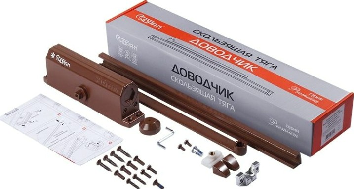 Доводчик дверной НОРА-М 4S Slider морозостойкий "Коричневый" [18771]