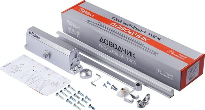 Доводчик дверной НОРА-М 4S Slider морозостойкий "Серебро" [18769]