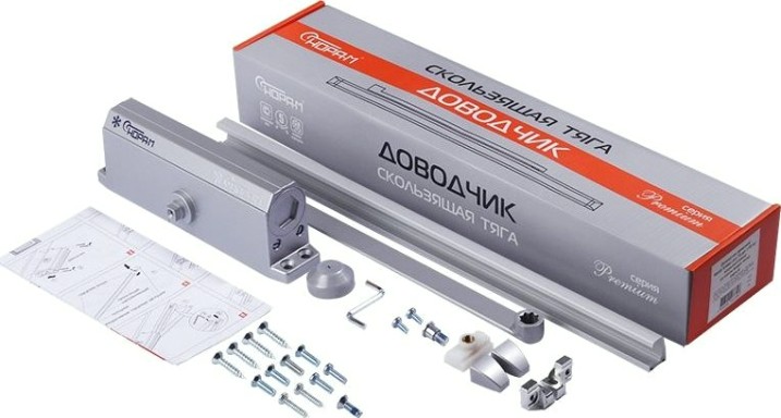 Доводчик дверной НОРА-М 4S Slider морозостойкий "Серый" [18770]