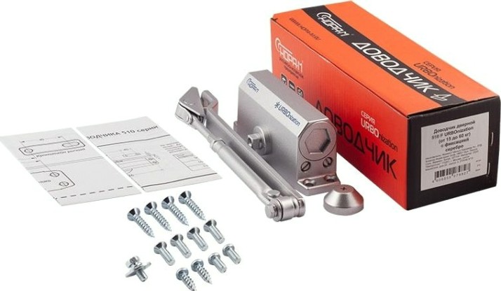 Доводчик дверной НОРА-М 510F URBOnization с фиксацией "Серебро" [18392]