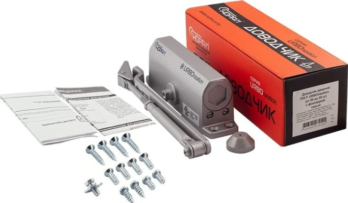 Доводчик дверной НОРА-М 530F URBOnization с фиксацией "Серый" [18395]