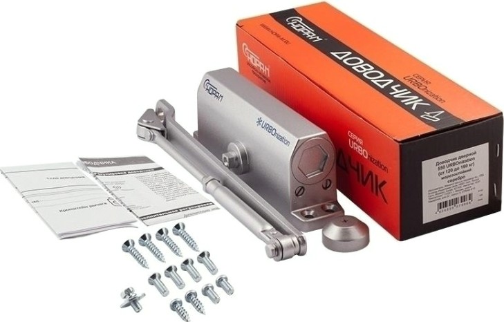 Доводчик дверной НОРА-М 550 URBOnization морозостойкий "Серебро" [16643]