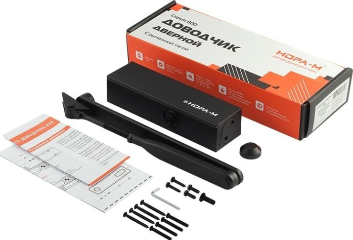 Доводчик дверной НОРА-М 820 с рычажной тягой "Черный" [19274]