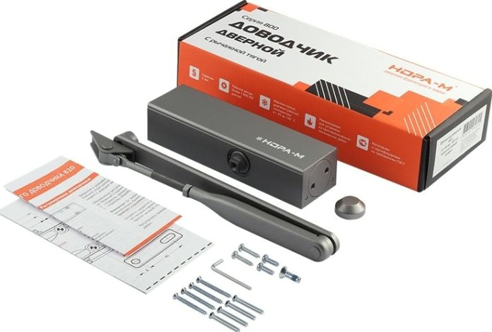 Доводчик дверной НОРА-М 820 с рычажной тягой "Графит" [19271]