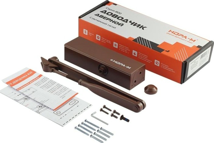 Доводчик дверной НОРА-М 820 с рычажной тягой "Коричневый" [19273]