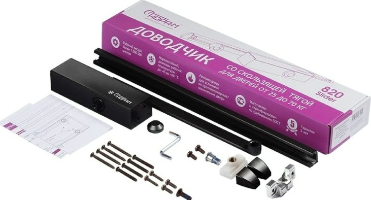 Доводчик дверной НОРА-М 820 Slider со скользящей тягой "Черный" [18929]