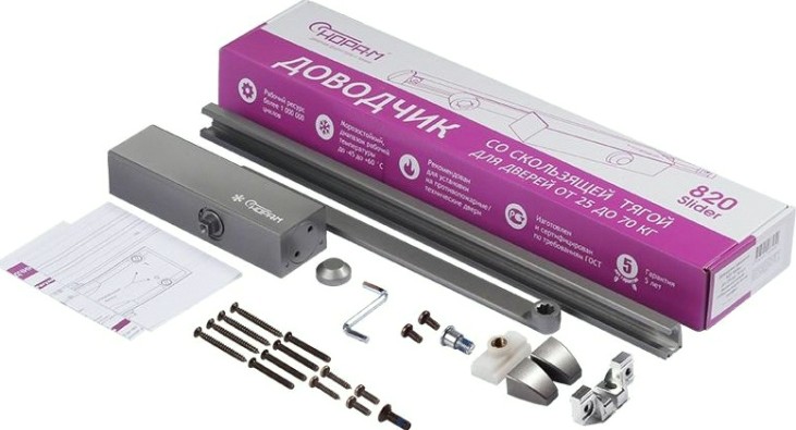 Доводчик дверной НОРА-М 820 Slider со скользящей тягой "Графит" [18835]