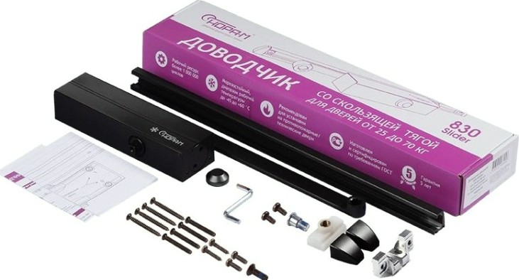 Доводчик дверной НОРА-М 830 Slider со скользящей тягой "Черный" [18931]