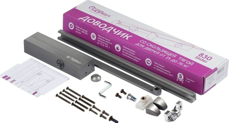 Доводчик дверной НОРА-М 830 Slider со скользящей тягой "Графит" [18838]