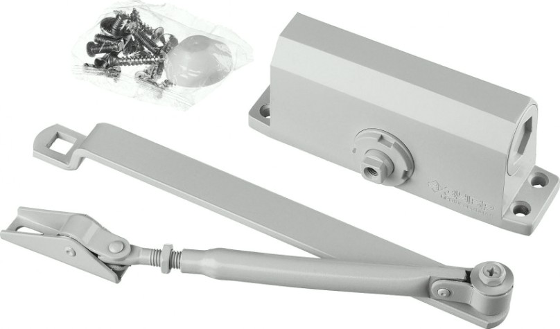 Доводчик дверной ЗУБР Профессионал для дверей до 80 кг, белый [37911-80]