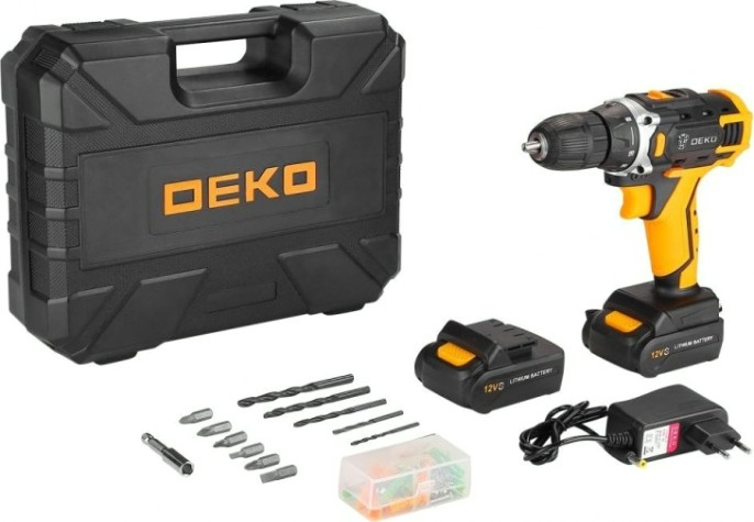 Дрель-шуруповерт аккумуляторная DEKO 12V набор 63 инструмента (063-4132) [063-4132]
