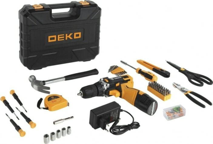 Дрель-шуруповерт аккумуляторная DEKO DKCD12FU-Li 104 tools (063-4104) [063-4104]