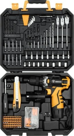 Дрель-шуруповерт аккумуляторная DEKO DKCD12FU-Li + набор 193 аксессуара (063-4139) [063-4139]