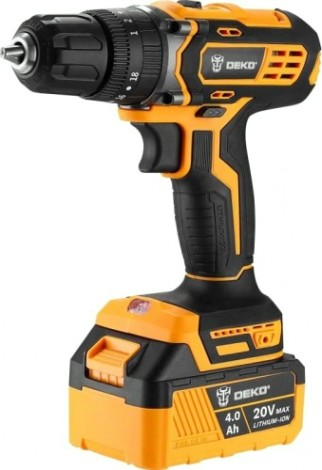 Дрель-шуруповерт аккумуляторная DEKO DKCD20 Impact 2x4.0Ah ударная [063-4420]