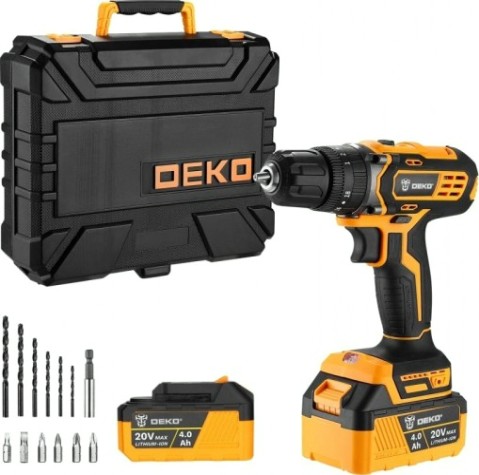 Дрель-шуруповерт аккумуляторная DEKO DKCD20 Impact 2x4.0Ah ударная [063-4420]