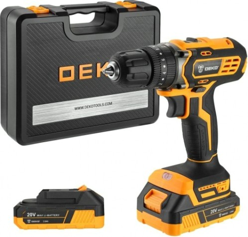 Дрель-шуруповерт аккумуляторная DEKO DKCD20 Impact SET 3 2.0Ahx2 63 tools + набор инструмента [063-4415]