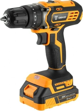 Дрель-шуруповерт аккумуляторная DEKO DKCD20 Impact SET 3 2.0Ahx2 63 tools + набор инструмента [063-4415]