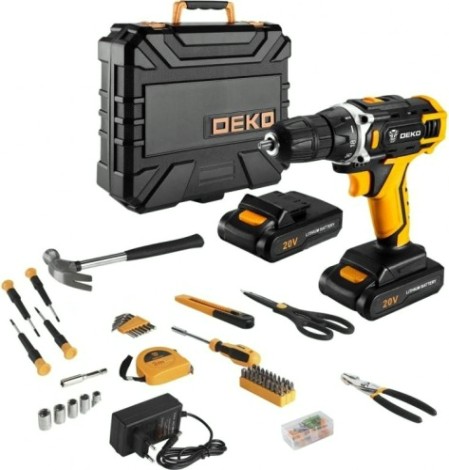 Дрель-шуруповерт аккумуляторная DEKO DKCD20FU-Li + 104 предмета (063-4178) [063-4178]