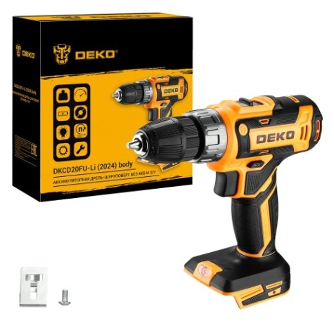 Дрель-шуруповерт аккумуляторная DEKO DKCD20FU-Li, 20В без АКБ [063-4454]