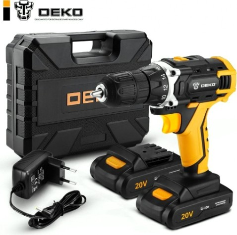 Дрель-шуруповерт аккумуляторная DEKO DKCD20FU-Li + набор инструмента 63 (063-4093) [063-4093]