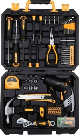 Дрель-шуруповерт аккумуляторная DEKO DKS4FU-Li в кейсе + набор инструментов 112 предметов (063-4153) [063-4153]