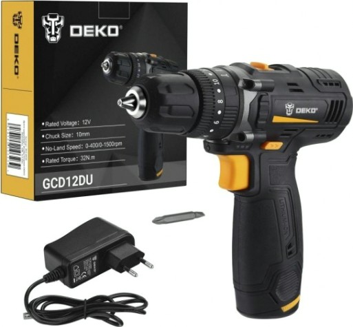 Дрель-шуруповерт аккумуляторная DEKO GCD12DU ударная [063-4039]