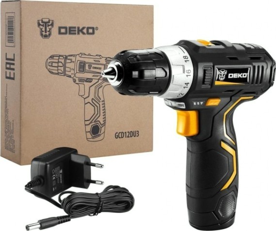 Дрель-шуруповерт аккумуляторная DEKO GCD12DU3 (063-4096) [063-4096]