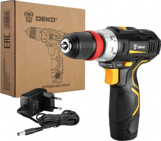 Дрель-шуруповерт аккумуляторная DEKO GCD12DU3 быстросъемный патрон (063-4081) [063-4081]