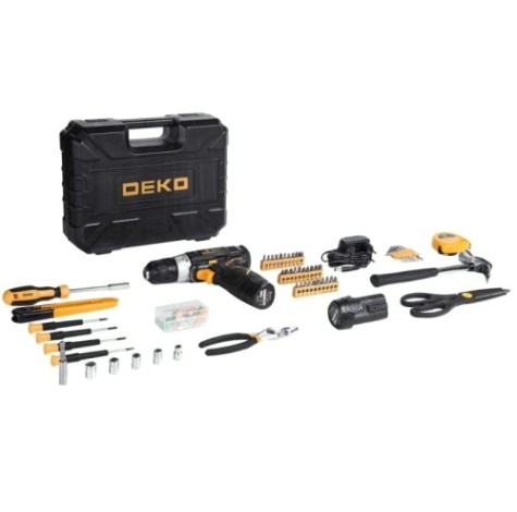 Дрель-шуруповерт аккумуляторная DEKO GCD12DU3 + набор инструментов 104 шт. (063-4133) [063-4133]